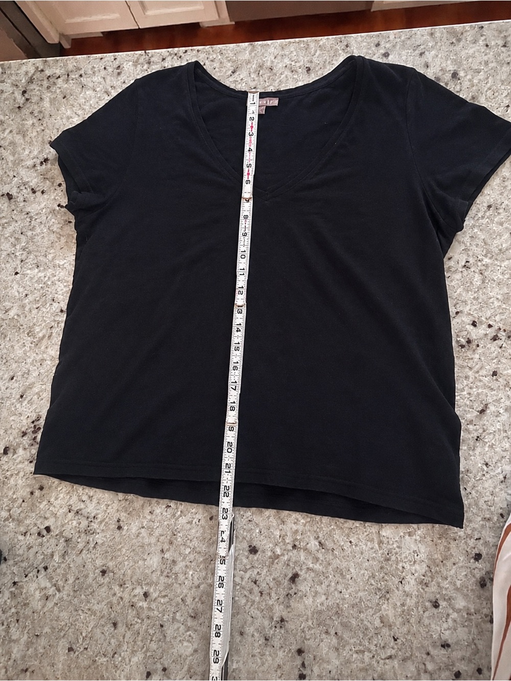 Lilla P Black V-Neck Slub Cotton T-Shirt Short Sleeve Lightweight Basic Tee XL - Picture 4 of 6